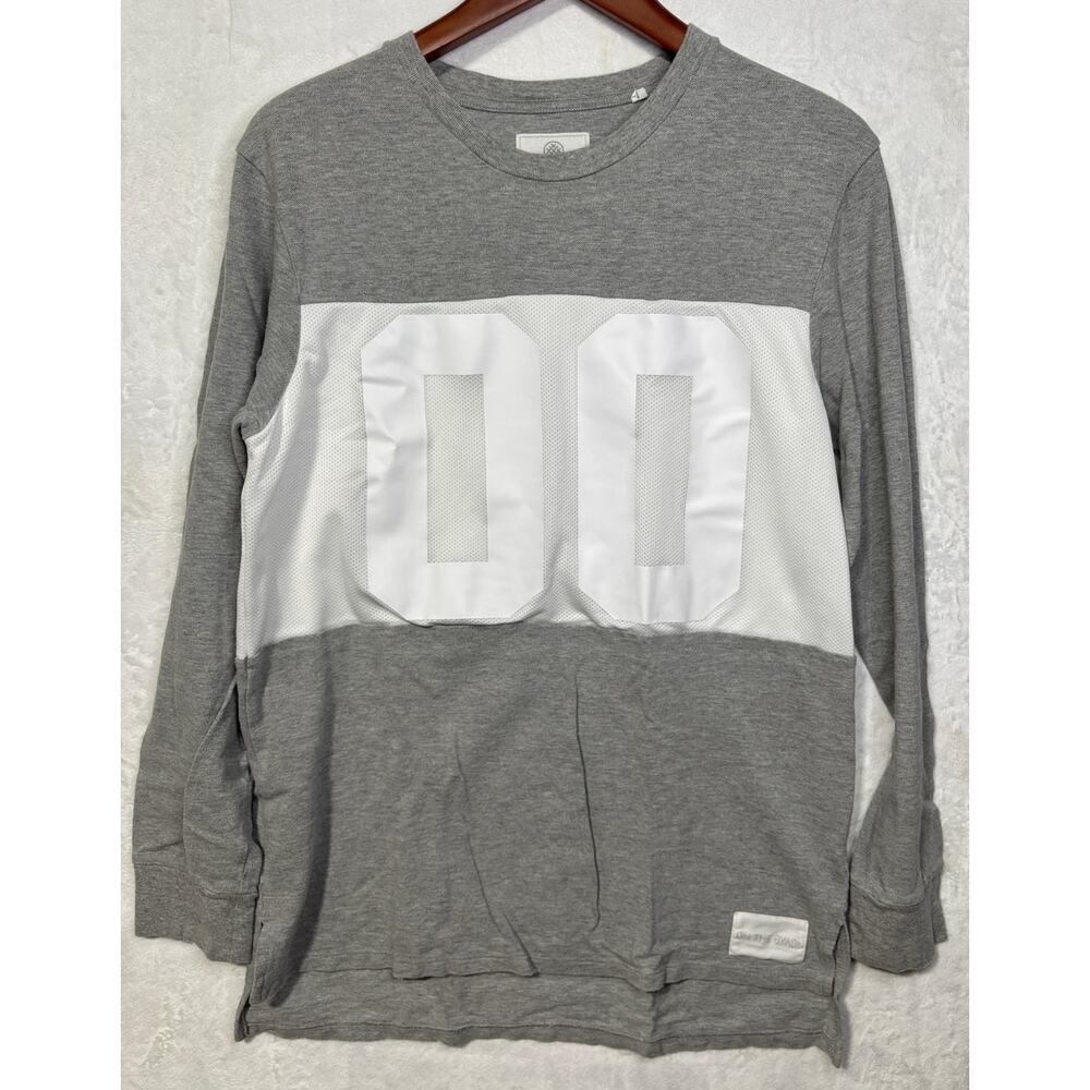 ON THE BYAS Men's Heather Grey & White 00 Long Sleeve Jersey T Shirt | Medium - Picture 6 of 14
